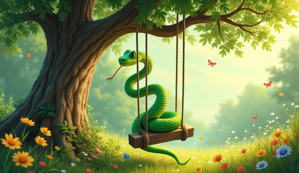 The snake’s on a swing