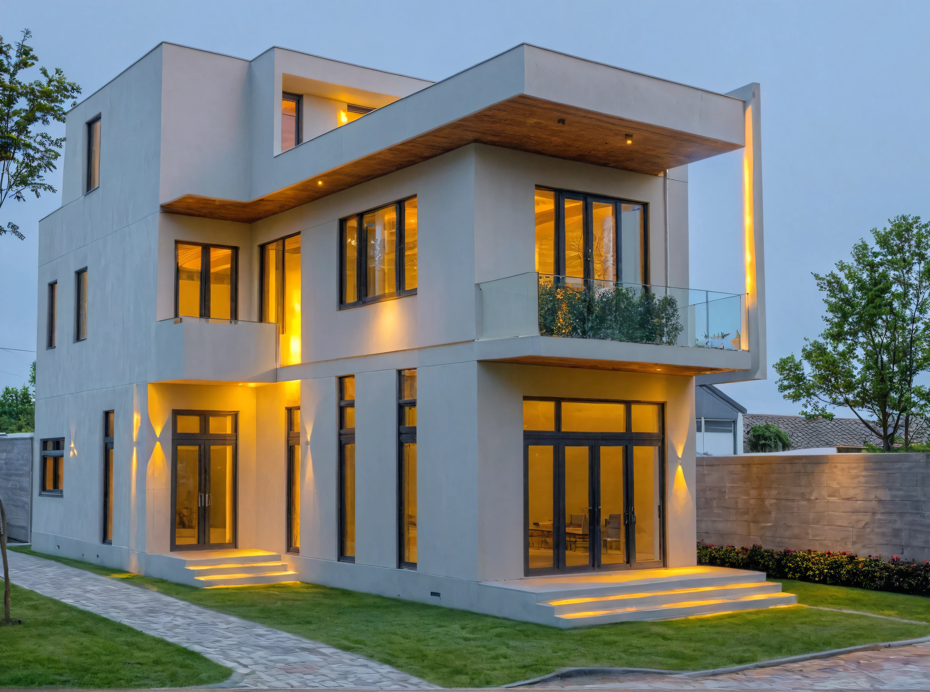 real photos de casas con balcones y balcones., idea houses, architectural ideas, architectural drawings, home designs, real photos, light, beautiful plants, gray aluminum glass doors , interior light, Stand out, 8k.