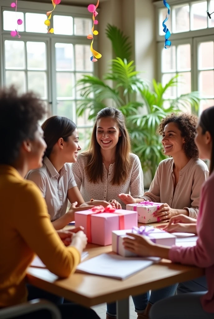 Women feel happy to gift in office