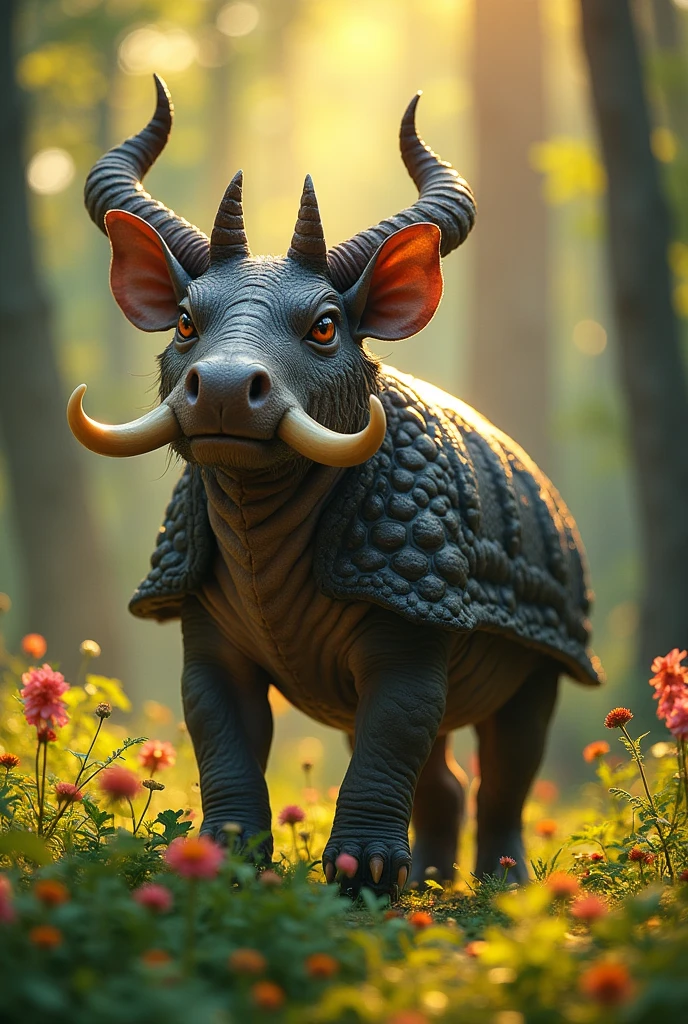 mythical creature, young chimera from armadillo, babirusa and saiga.
Very big and powerful