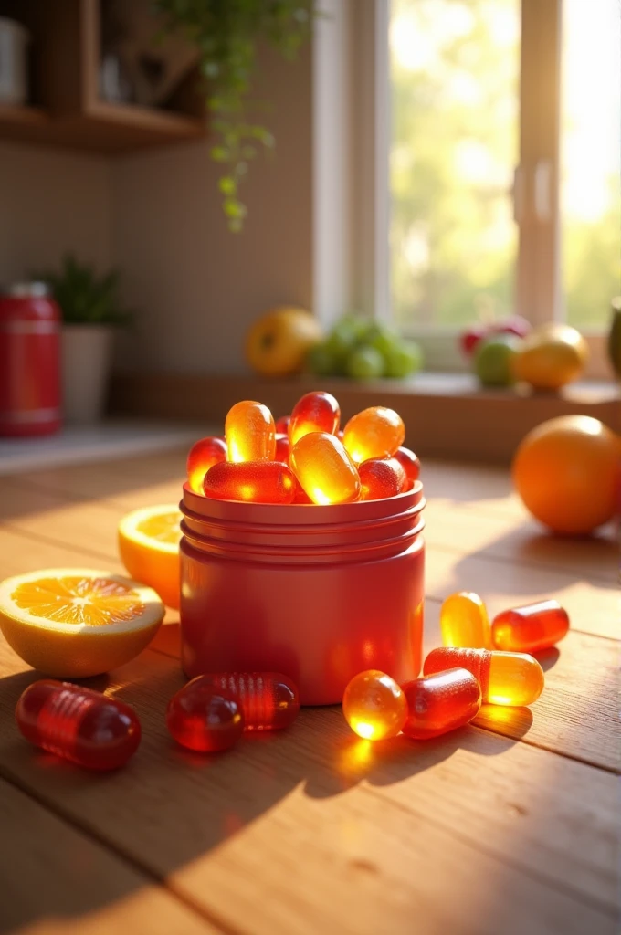 Whey protein capsules with delicious fruit flavor and complete nutrition.