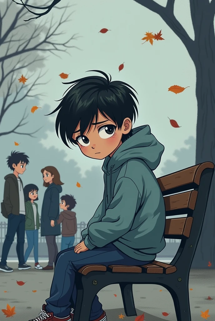 Cartoon illustration depressive ager who's distancing themself from people