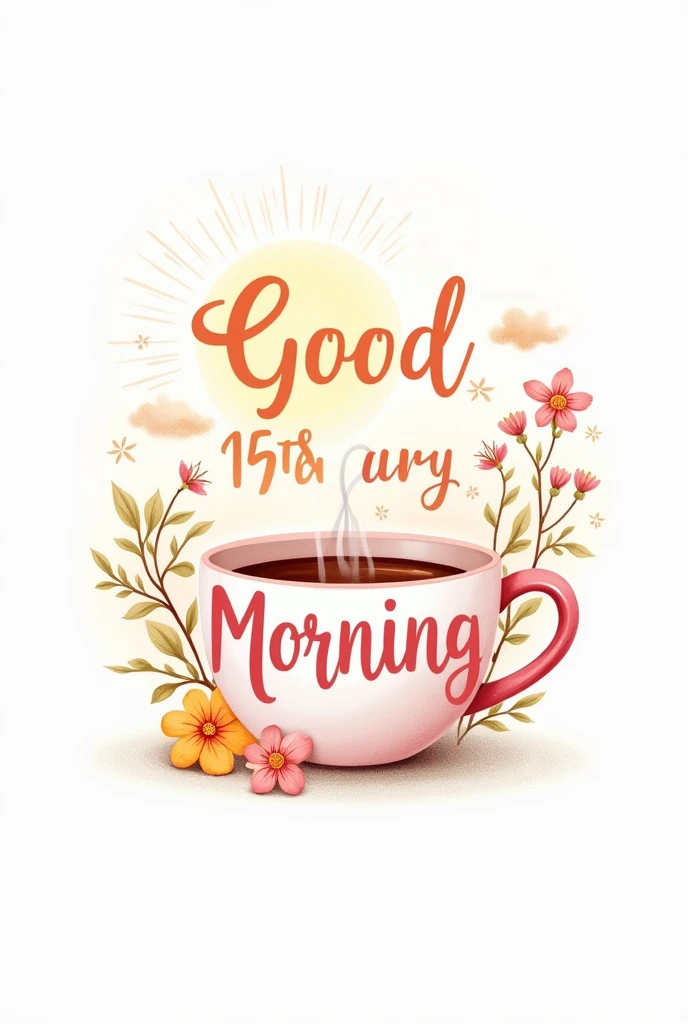 Design image for mug with" good morning " phrase transparent background I need just image of design with out mug