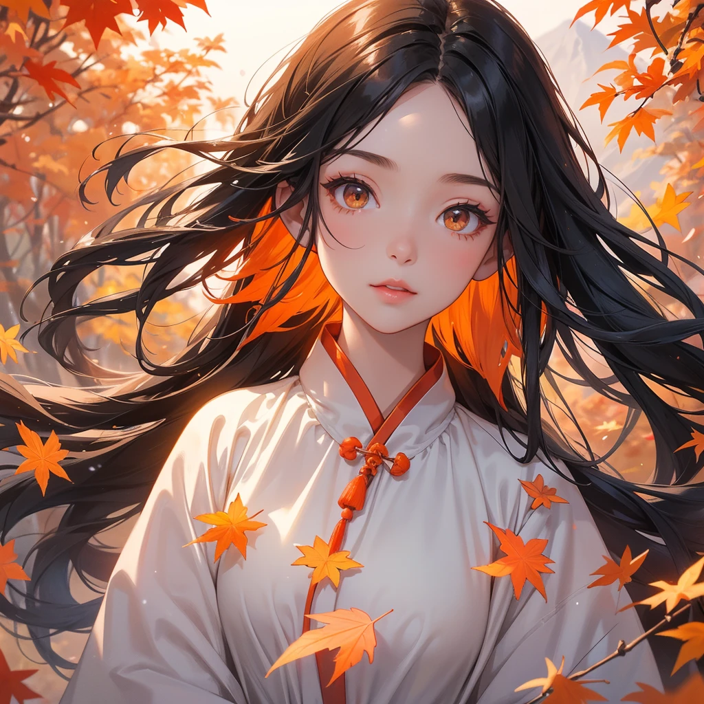 best quality, (Masterpiece:1.35), Wallpaper, (illustration), manuscript, (depth of field), (1 girl:1.35), (alone), full body, dynamic, detailed face,ผู้หญิงที่เป็นadult, adult, (old:1.3), Medium bust, comic, be happy,Miko clothes, flower decoration,Ridiculously long hair, black hair,dog ear volumetric light, autumn leaves, Tyndall Effect,
Women don't wear plastic bags.