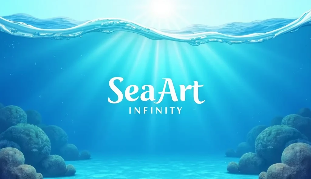 A blue style poster,It says"SeaArt Infinity",Clean style,Natural comfort,Bright,Realism,Reality