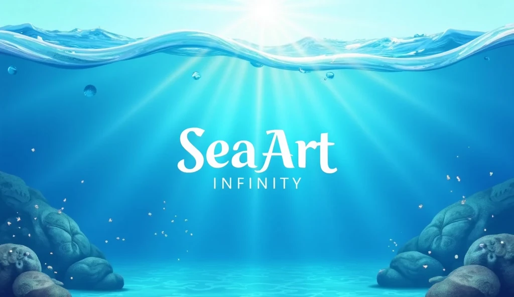 A blue style poster,It says"SeaArt Infinity",Clean style,Natural comfort,Bright,Realism,Reality