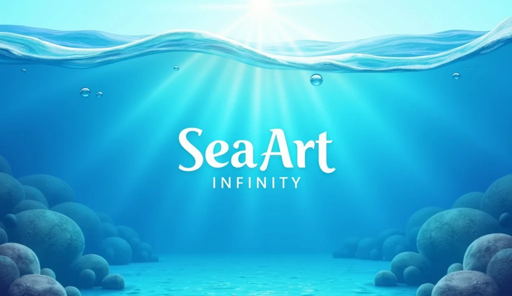 A blue style poster,It says"SeaArt Infinity",Clean style,Natural comfort,Bright,Realism,Reality