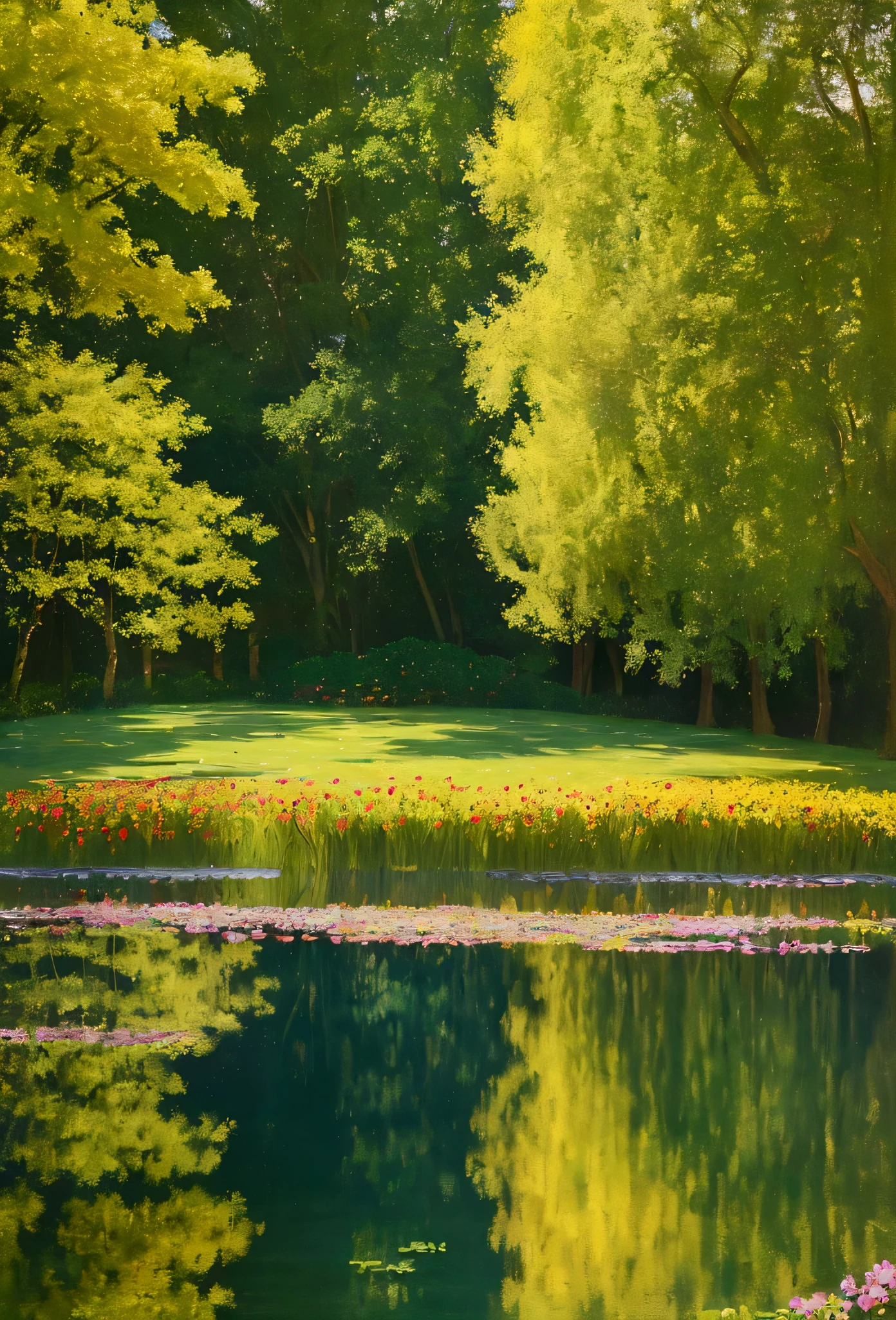 "Generate a preliminary sketch for a landscape painting that combines the colors of Monet, the opulent atmosphere of Klimt, and the delicate style of Kyosuke Chinai. The theme is summer sunflowers. The scene should portray sunflowers in focus with a backdrop of an English garden on a gentle hill, depicted in hues of red and gold during the soft light of sunset. The aim is to evoke feelings of the melancholy and transience of late summer. No man-made structures should be included, emphasizing the beauty of nature."