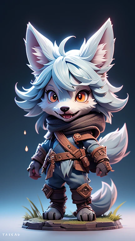 Create a picture of a little wolf cub monster., The body is transparent and can be seen through. The image is sharp and detailed., with beautiful colors.. With arms, leg, eyes, mouth, พื้นหลังสีlegว