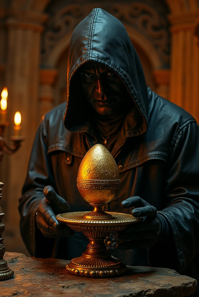 The thief saw the golden egg.