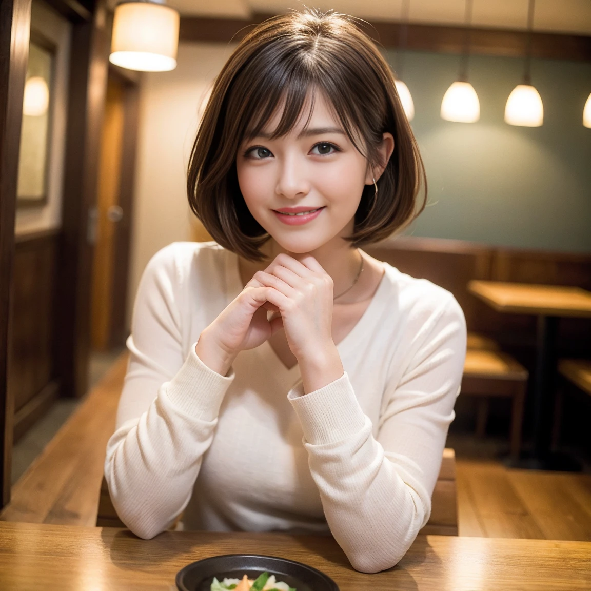 ((Highest quality、8k、masterpiece:1.3))、slimカップル、modelカップル、(Realistic, Intricate details:1.2), sashimi、Tempura、Japanese sake、Shochu 、Amazing view of the sunset sky and clouds、A bright smile、The wonderfulness of smile、Bright image、The beauty of wine, Beautiful Face, blue eyes, The light shines on your face, blush, short hair,Bright Face、 (Age 37), 39 years old, sparkling wine、Two beauties、Brown Hair、Shortcuts、Long sleeve shirt、dress、Beautiful woman 1, (slimな顔), (The body is slim), (Brown Hair), (Shortcuts), cheeks turn a little red,Attractive beauty、restaurant, In a prominent place (From the waist up) Nova Frog Style, actress, model, Upper Body, White wine, slim, smile, (smile: 1.15), Beautiful fine grain, Depth f/2,saturation, High Contrast, Strong light and shadow,Moist Body:1.5、3D texture、Delicate eyes、Brown Hair、The hair is very shiny、