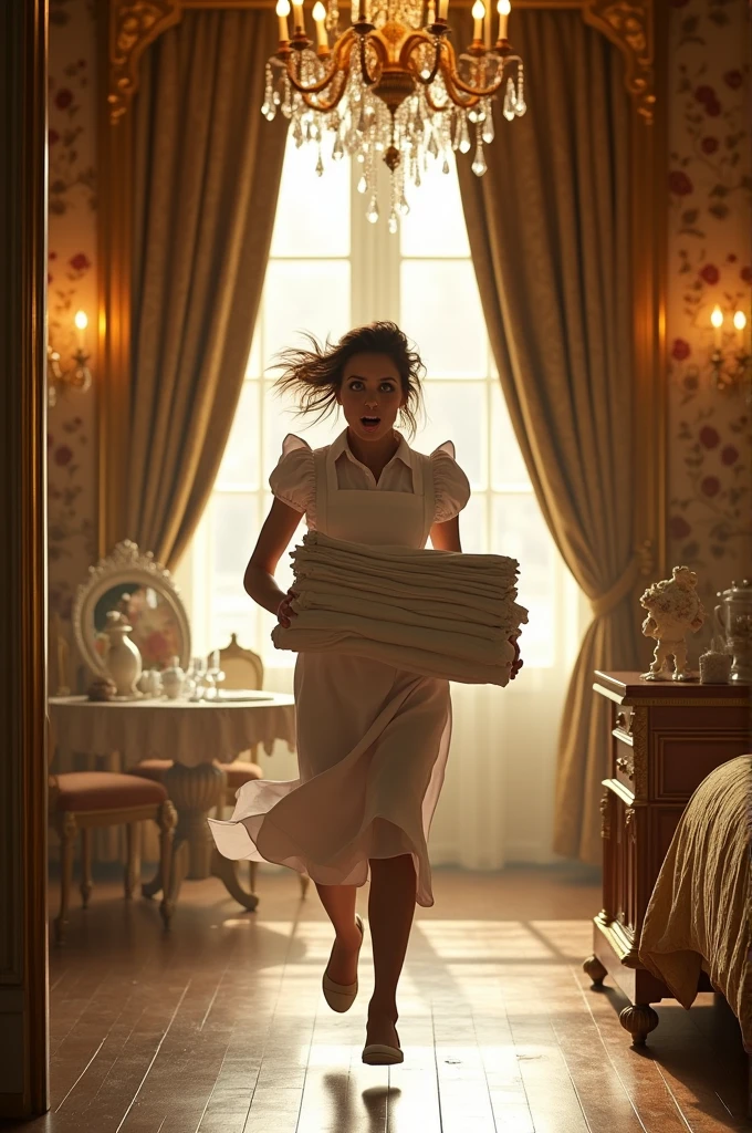Maid entering the room in panic