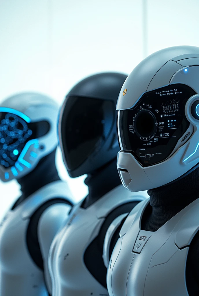 3 Futuristic Helmets side by side