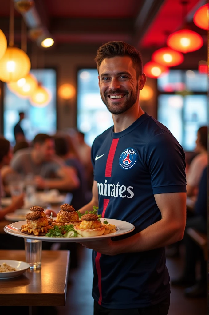 Serveur avec maillot psg