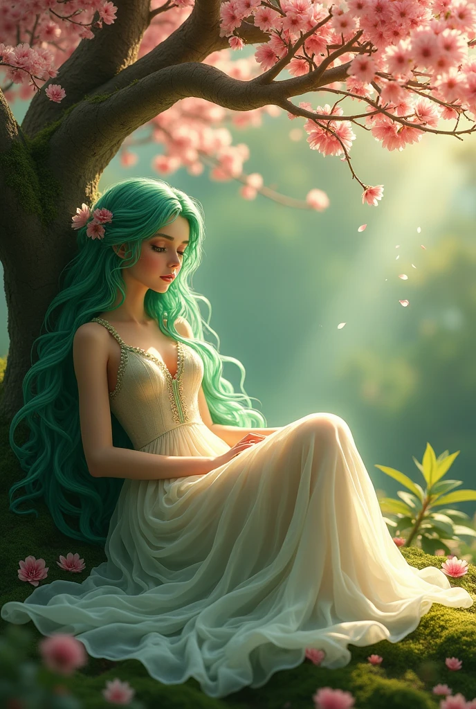 Anime girl with Green hairs