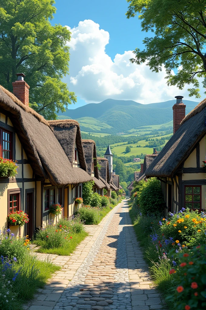 Image of a serene village**: A peaceful village scene with traditional houses and greenery, capturing the setting where the story takes place.