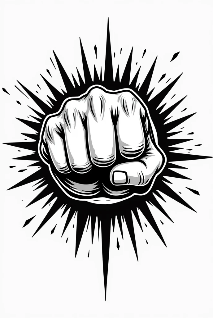 Create an iron fist logo with the name TETSU no ken. Cartoon that is not colored simple cartoon