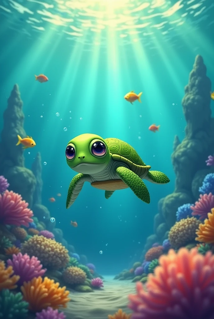 Once upon a time there was a little shy turtle named Lilli. for a children's book