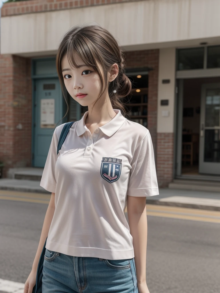 Short-sleeved polo shirt for elementary school girls