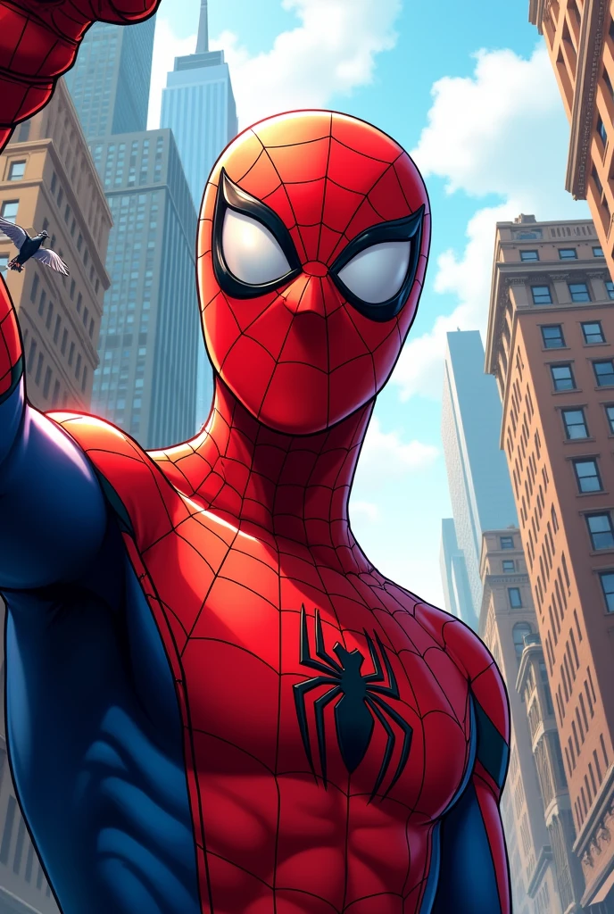 spider man, Close-up, will take a selfie 

