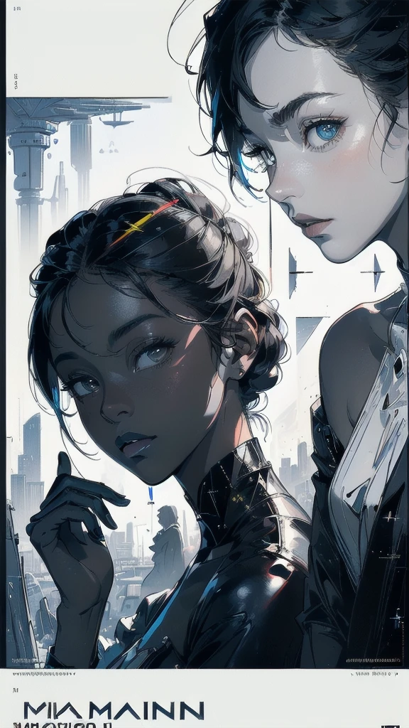 (((masterpiece, highest quality))),(((solo:1.2))),(((1girl:1.2))),32k wallpaper, very detailed, poster, vintage science fiction,(((((geometric cinematic movie poster))))), ((((bauhaus)))),(((abstract))),((((mid century modern)))),(((((portfolio))))),(((((Close-up))))),(((((bust up))))),((((more various angle)))),(((highlight))),((((heterochromia)))),(((complete. detailed face))),(((Extremely talented))),(((most complecated machine))),(((Overall colorfully))),((((((Absolutely simple background)))))),(((great black skin woman))),(((great Traveler)))