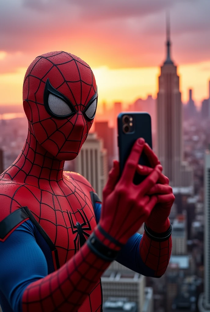 spider man, Close-up, will take a selfie 
