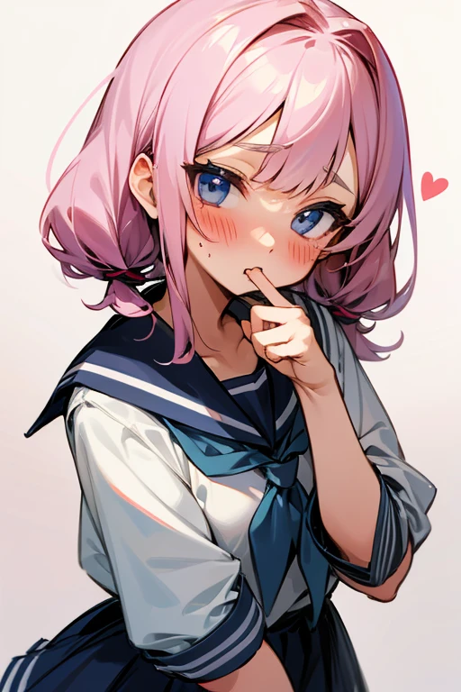 A blushing sailor uniform pretty middle school girl