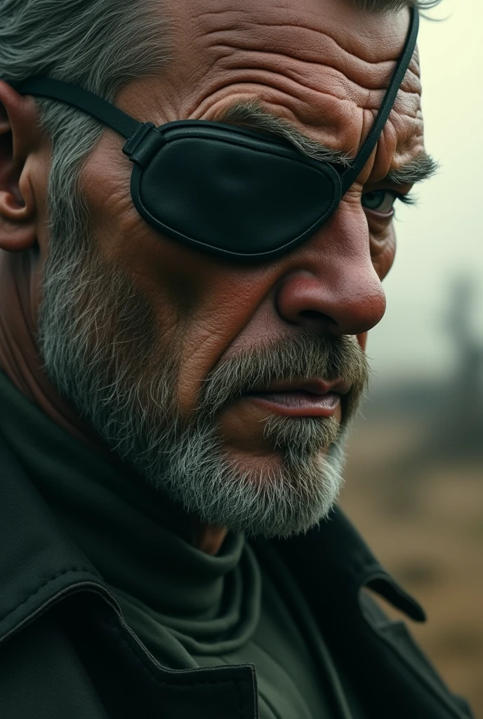 Big Boss da série metal gear. Close no rosto
