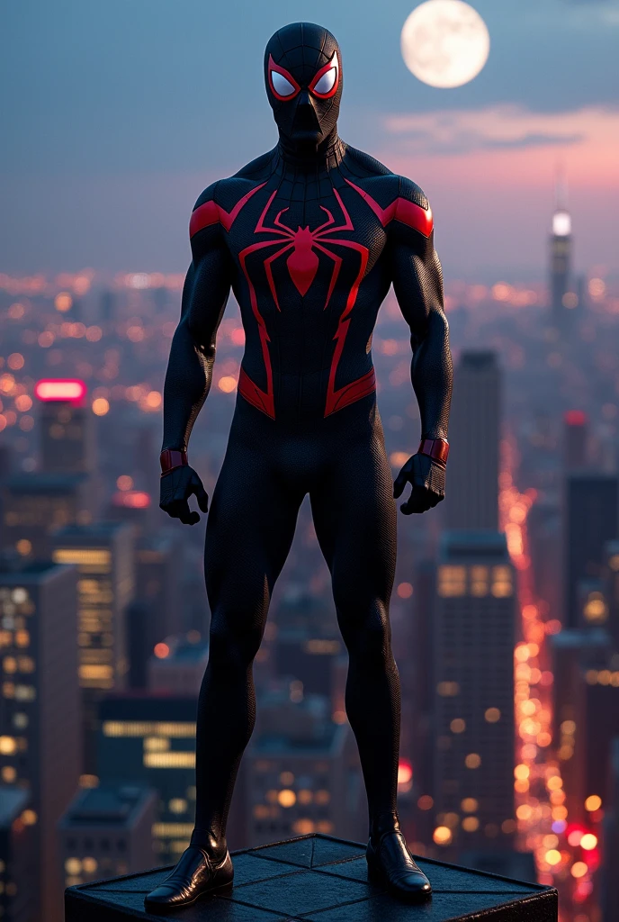 spider man, black, opens the mask halfway
