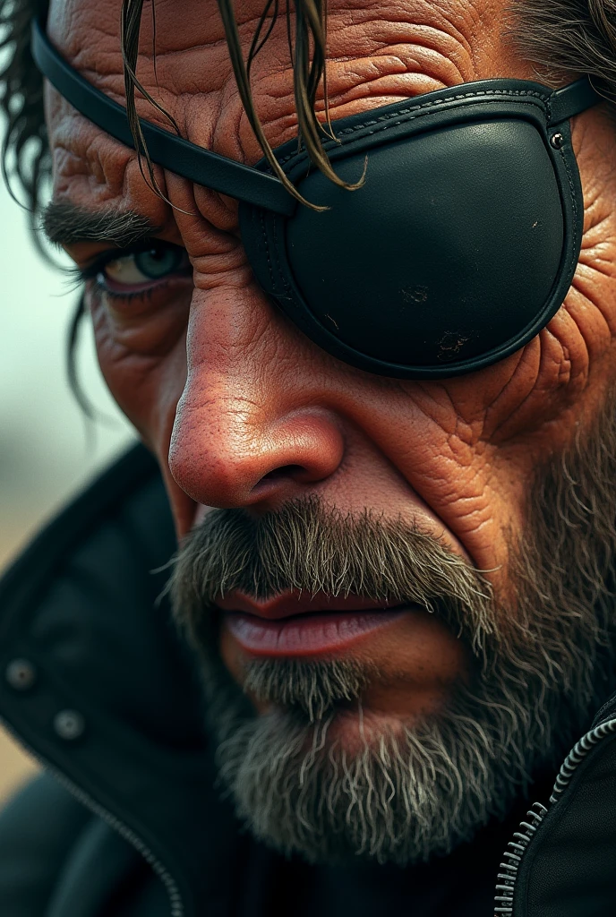 Big Boss da série metal gear. Close no rosto, a little younger