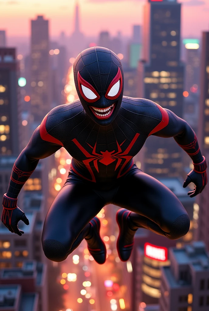 spider man, black, smiling