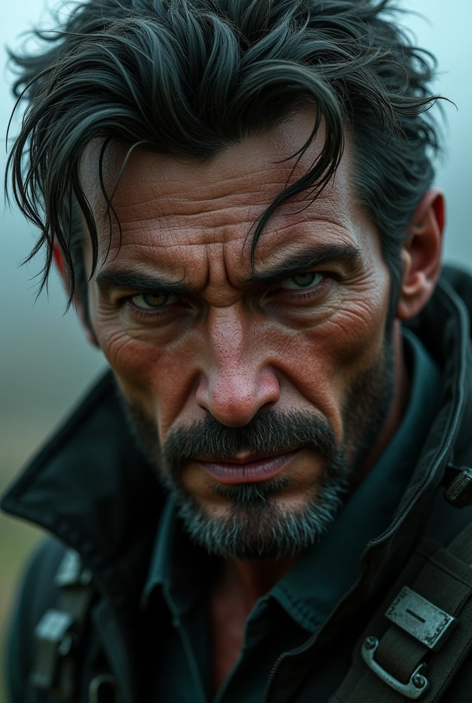 Big Boss da série metal gear. Close no rosto, a little younger, as realistic as possible