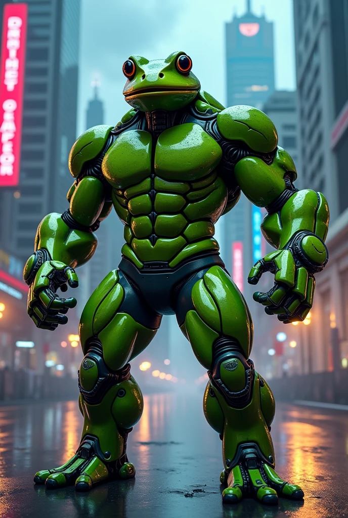 Bodybuilder frog robot transport to hulk