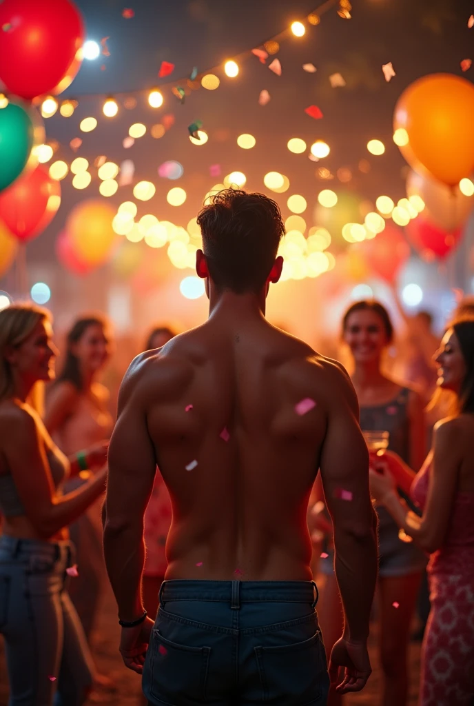 Anniversaire homme de dos avec belles fesses