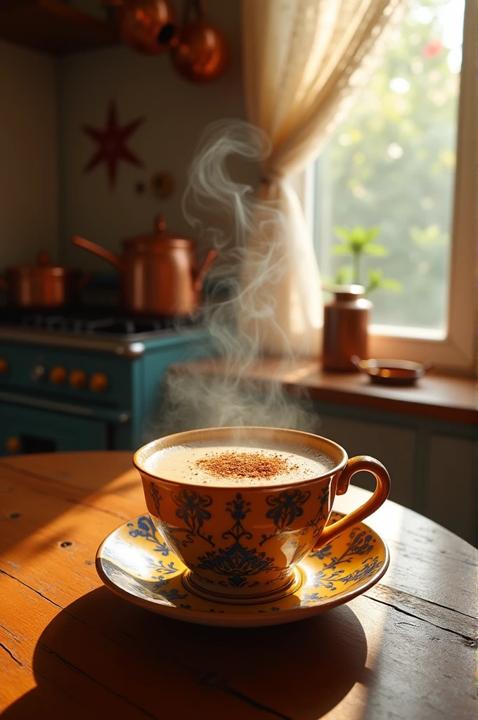 Create an image of masala milk tea