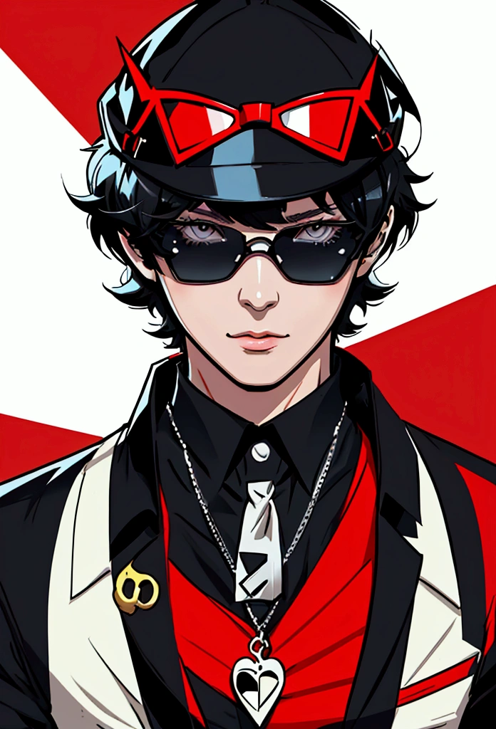 a close up of a person wearing a hat and sunglasses, lineless, persona 5 art style wlop, black haired yoongi, artwork in the style of z.w. gu, harry volk clip art style, art in the style of joshy sly, persona 5 art style, !!! very coherent!!! vector art, accurate portrait of a bob dylan, 2 d style