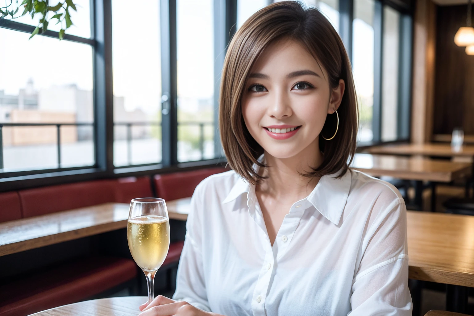 ((Highest quality、8k、masterpiece:1.3))、slimカップル、modelカップル、(Realistic, Intricate details:1.2), sashimi、Tempura、Japanese sake、Shochu 、Amazing view of the sunset sky and clouds、A bright smile、The wonderfulness of smile、Bright image、The beauty of wine, Beautiful Face, blue eyes, The light shines on your face, blush, short hair,Bright Face、 (Age 37), 39 years old, sparkling wine、Two beauties、Brown Hair、Shortcuts、Long sleeve shirt、dress、Beautiful woman 1, (slimな顔), (The body is slim), (Brown Hair), (Shortcuts), cheeks turn a little red,Attractive beauty、restaurant, In a prominent place (From the waist up) Nova Frog Style, actress, model, Upper Body, White wine, slim, smile, (smile: 1.15), Beautiful fine grain, Depth f/2,saturation, High Contrast, Strong light and shadow,Moist Body:1.5、3D texture、Delicate eyes、Brown Hair、The hair is very shiny、