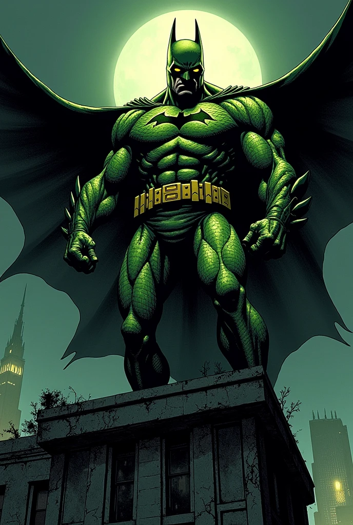 Batman looking like a crocodile
