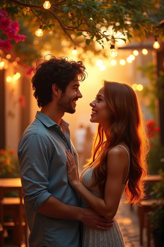 A young man comes to flirt with a beautiful woman.