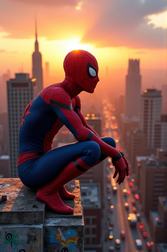 Spiderman listens to music