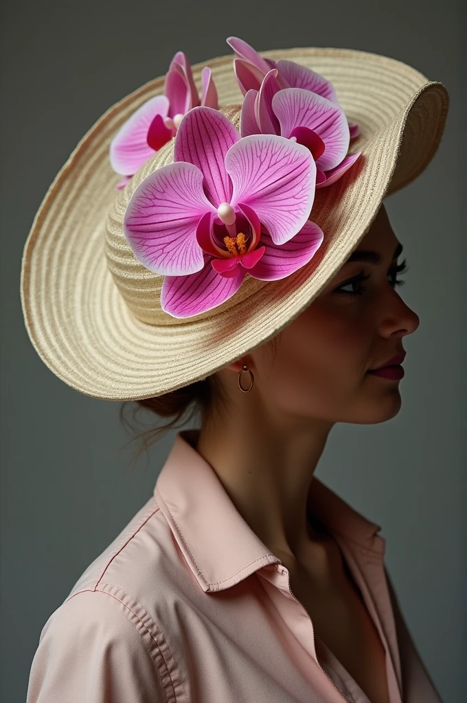 Orchid flower shaped hat ,Orchid flower printed on hat