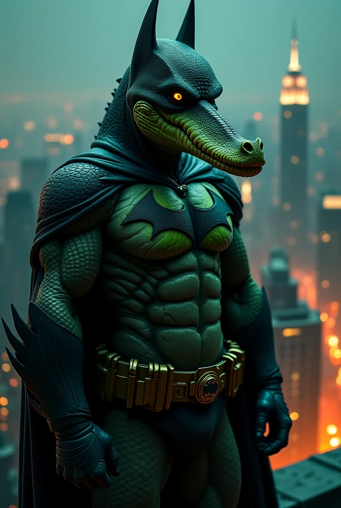 Batman looking like a crocodile
