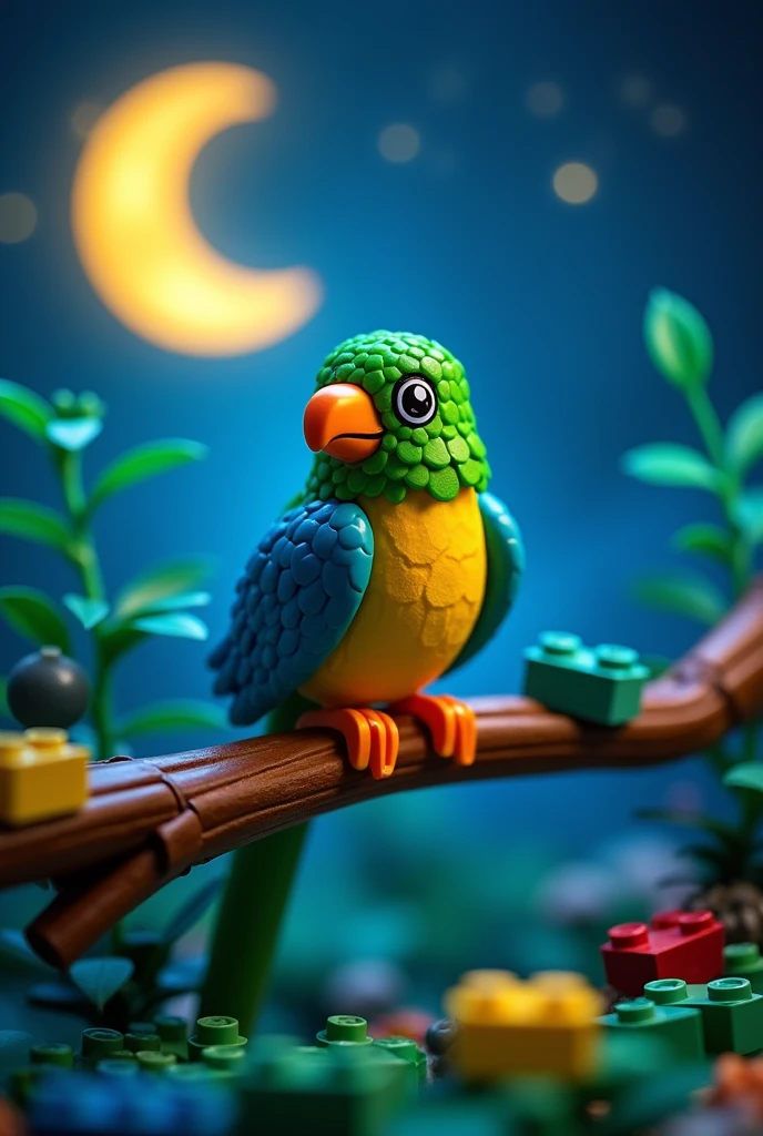Guardabarranco bird in lego art, night