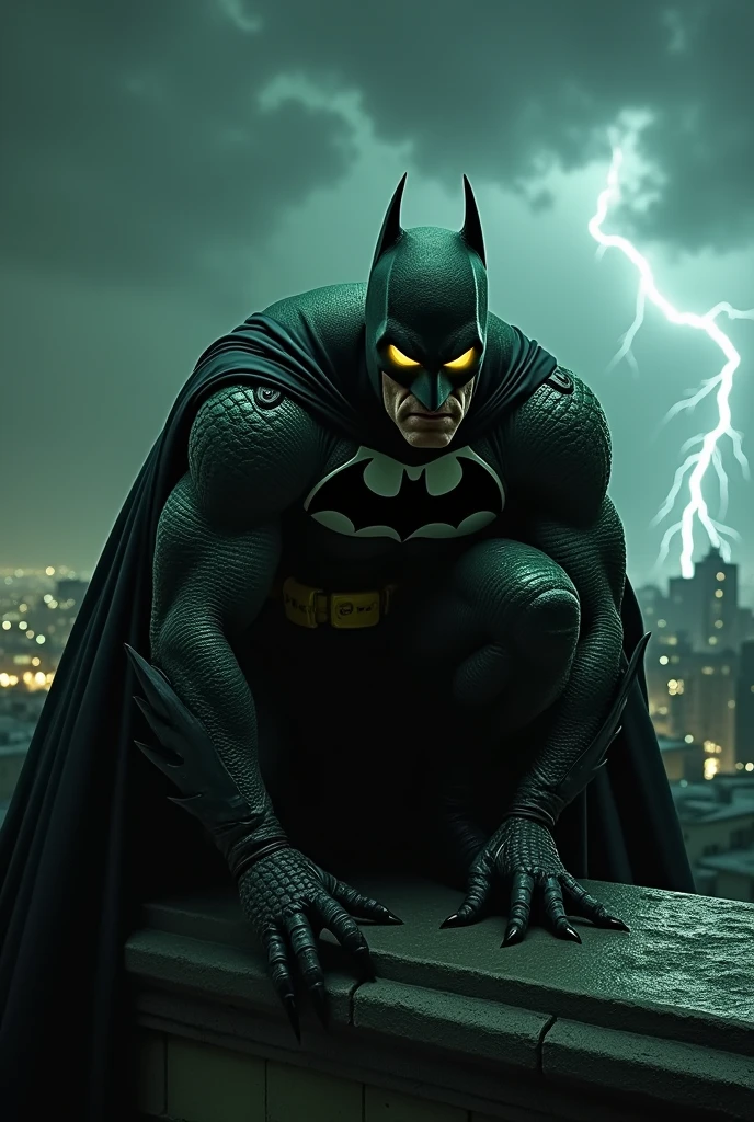 Batman looking like a crocodile