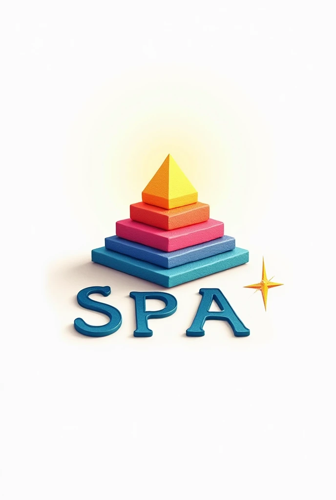 Create pyramid logog using name "SPA" bright color money attractive pyramid  also bright rainbow color  