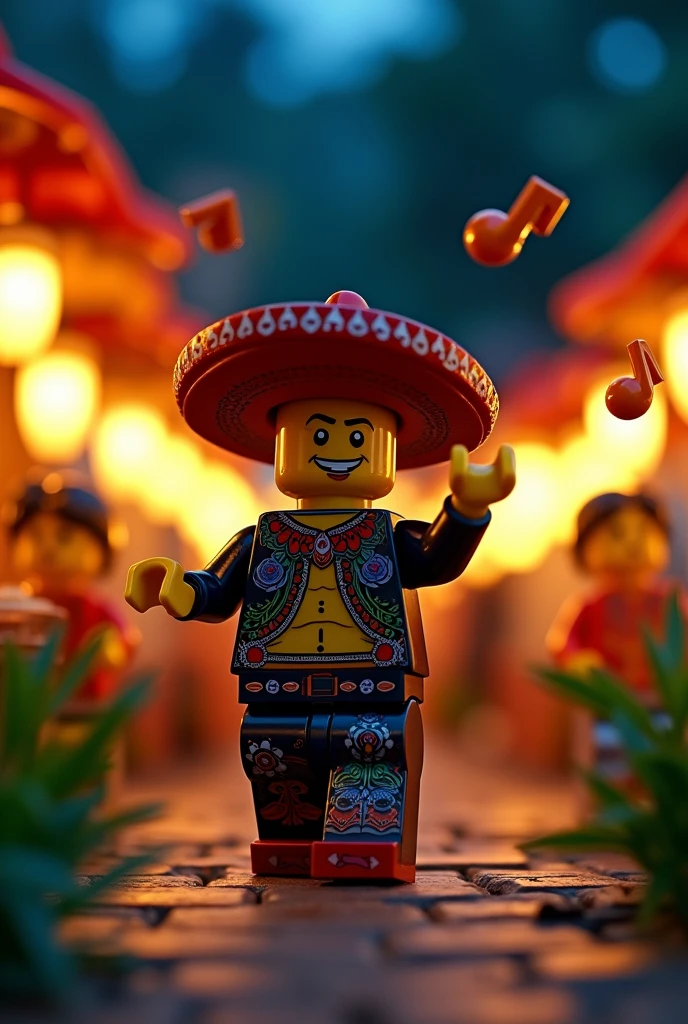 Nicaraguan dance el gueguense in lego art, night