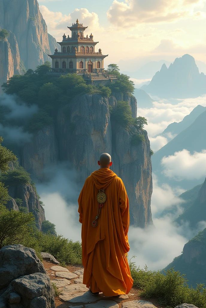 Temples, mountain, design on the lanyard