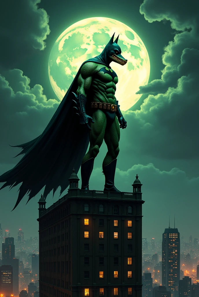 Batman looking like a crocodile
