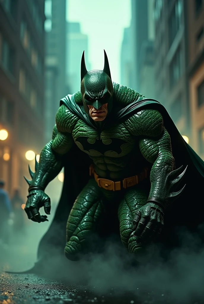 Batman looking like a crocodile
