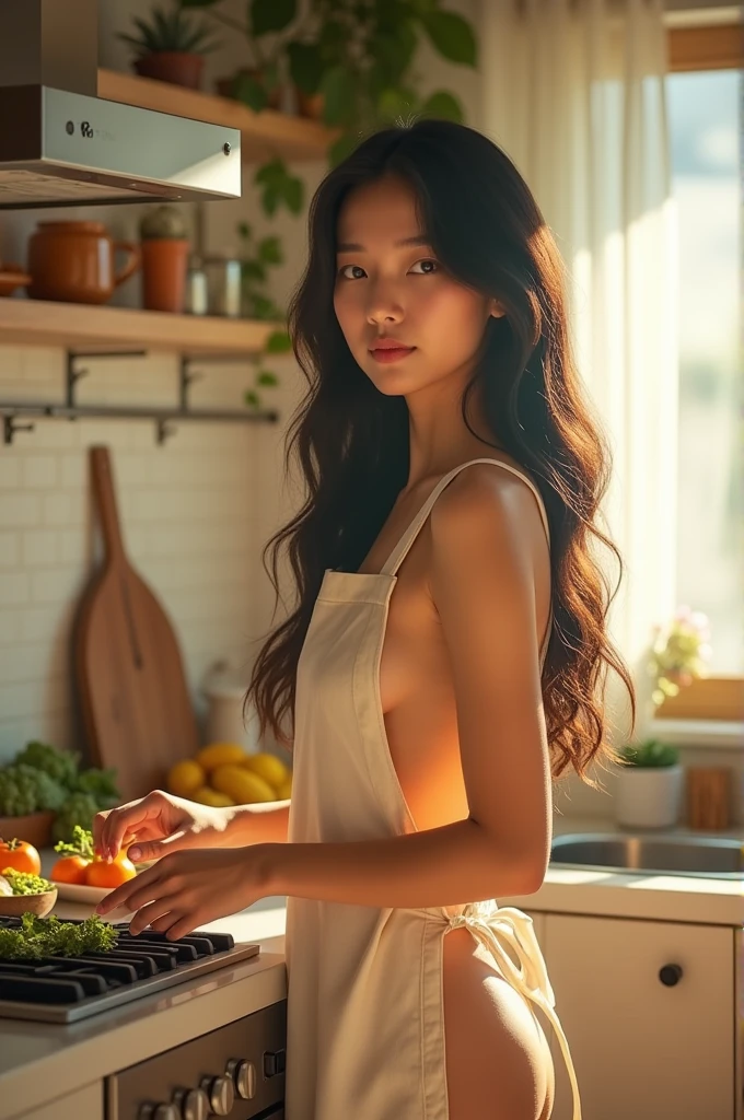 Han So Hee naked in the kitchen
